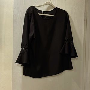 Black blouse - bell sleeves with lace